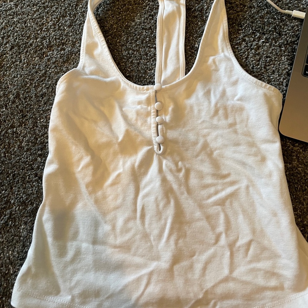 white free people button tank